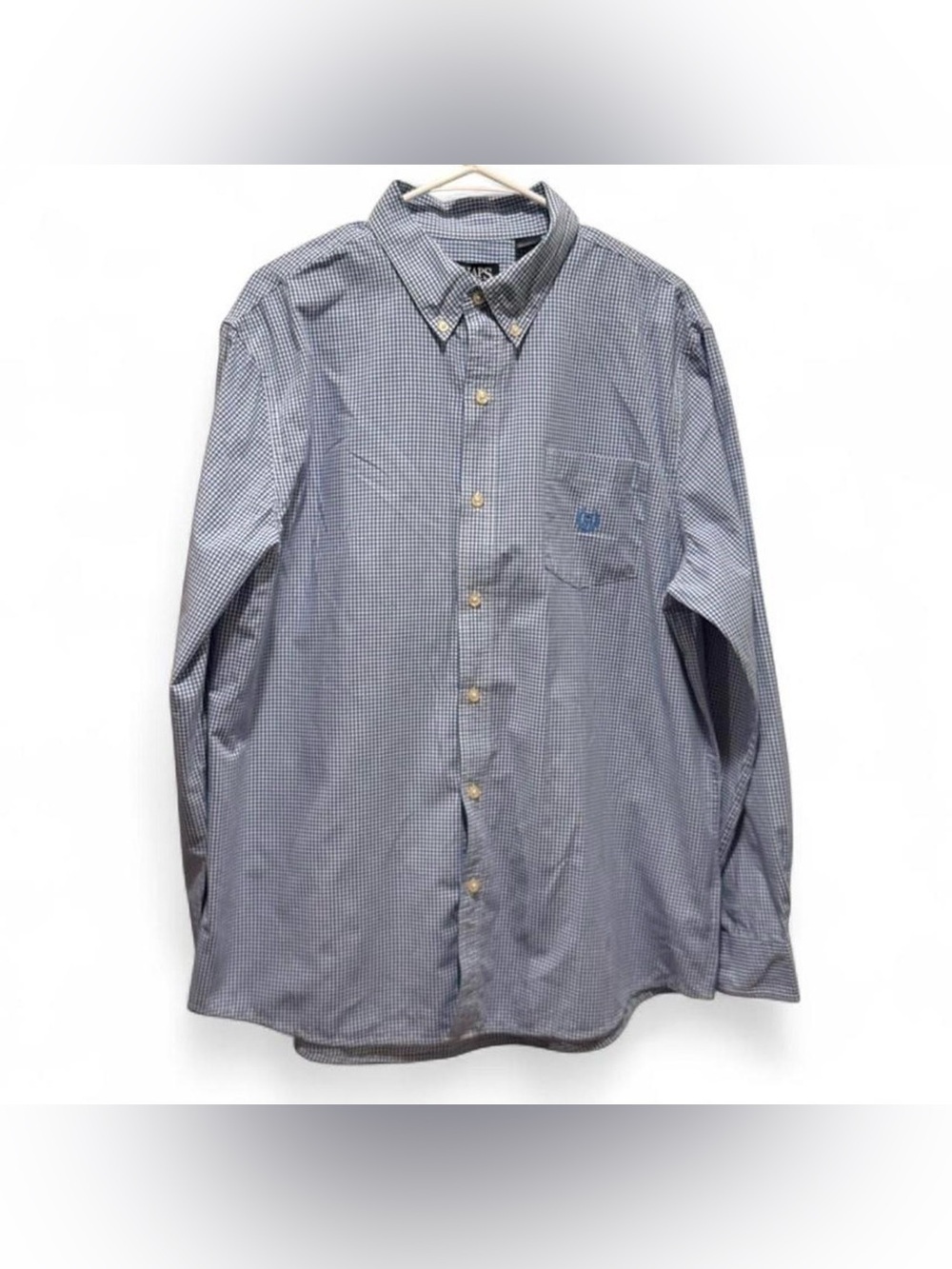 Chaps Men's Blue Microcheck Button-Down Shirt